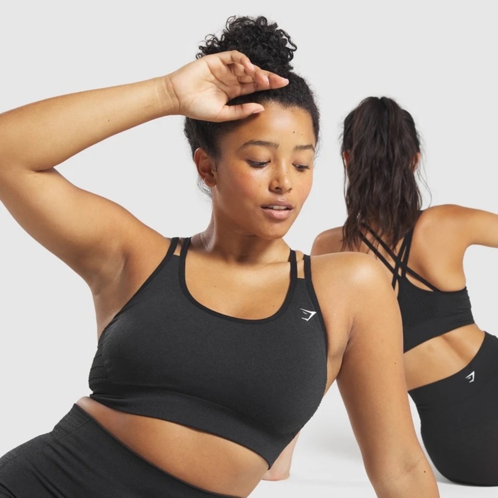 Gymshark Origin Seamless Sports Bra - Black Marl